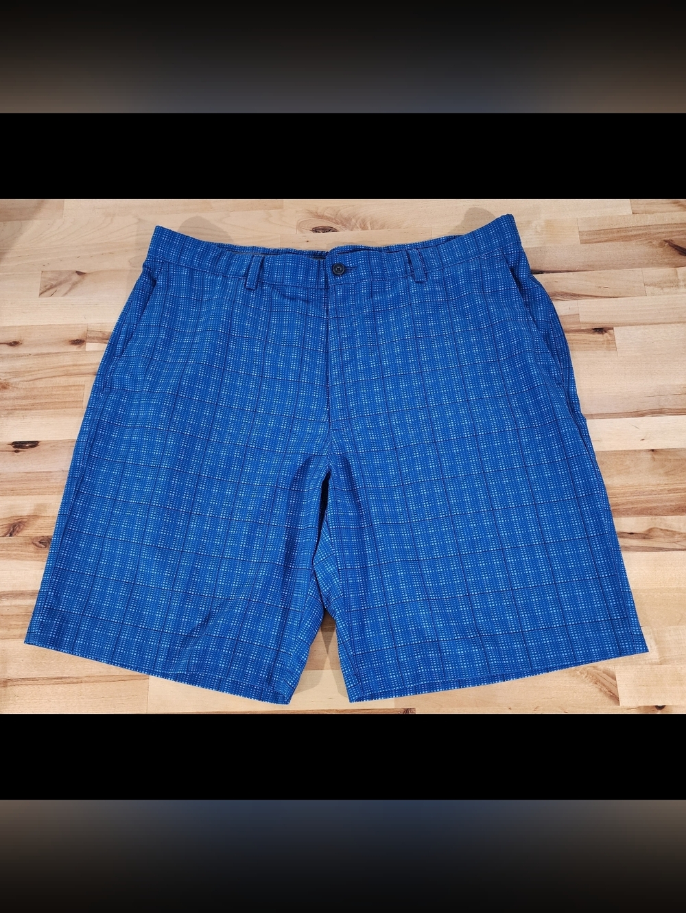 PGA Tour Golf Shorts Men's 38 Blue Plaid Performance Approx 9.5" Inseam